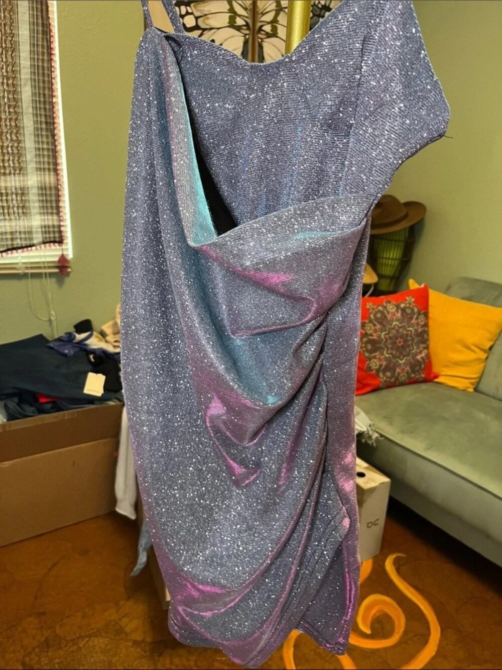 NEW Cider Iridescent Sparkle Mini Dress Sz Small
